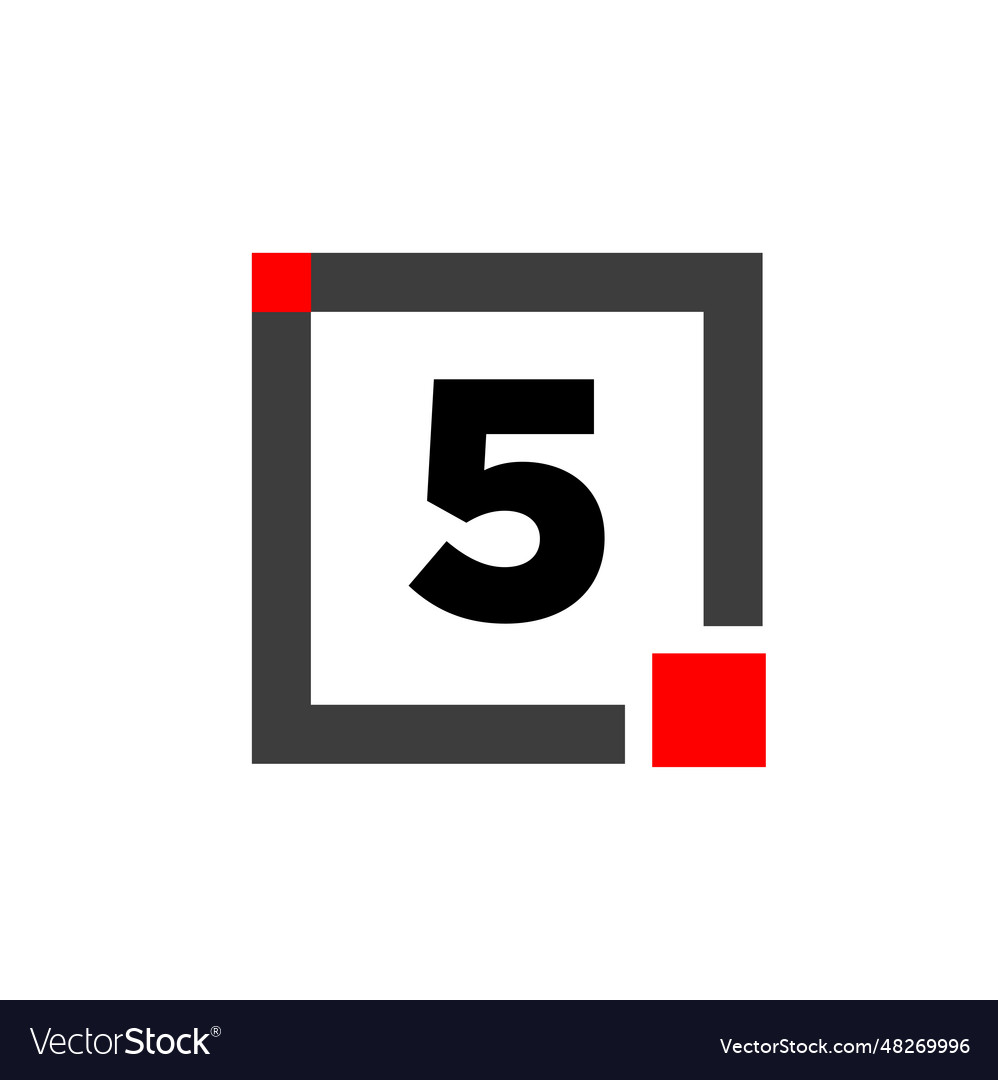 5 number with square box icon monogram