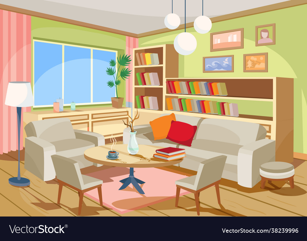 A cozy cartoon interior home room living Vector Image