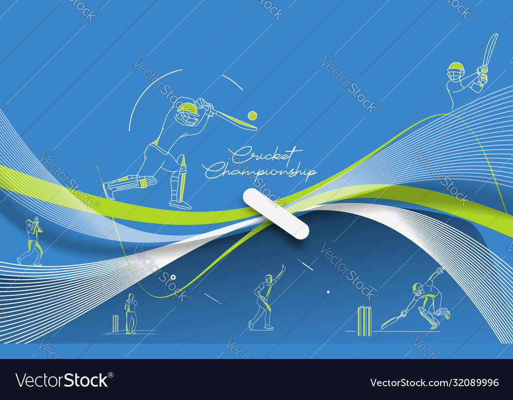 Abstract colorful pattern with batsman and bowler