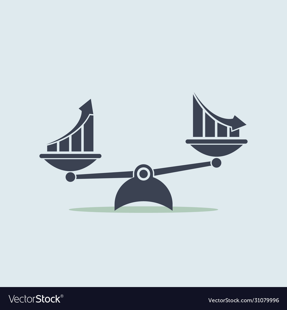 Arrow graph up and down on scale concept business