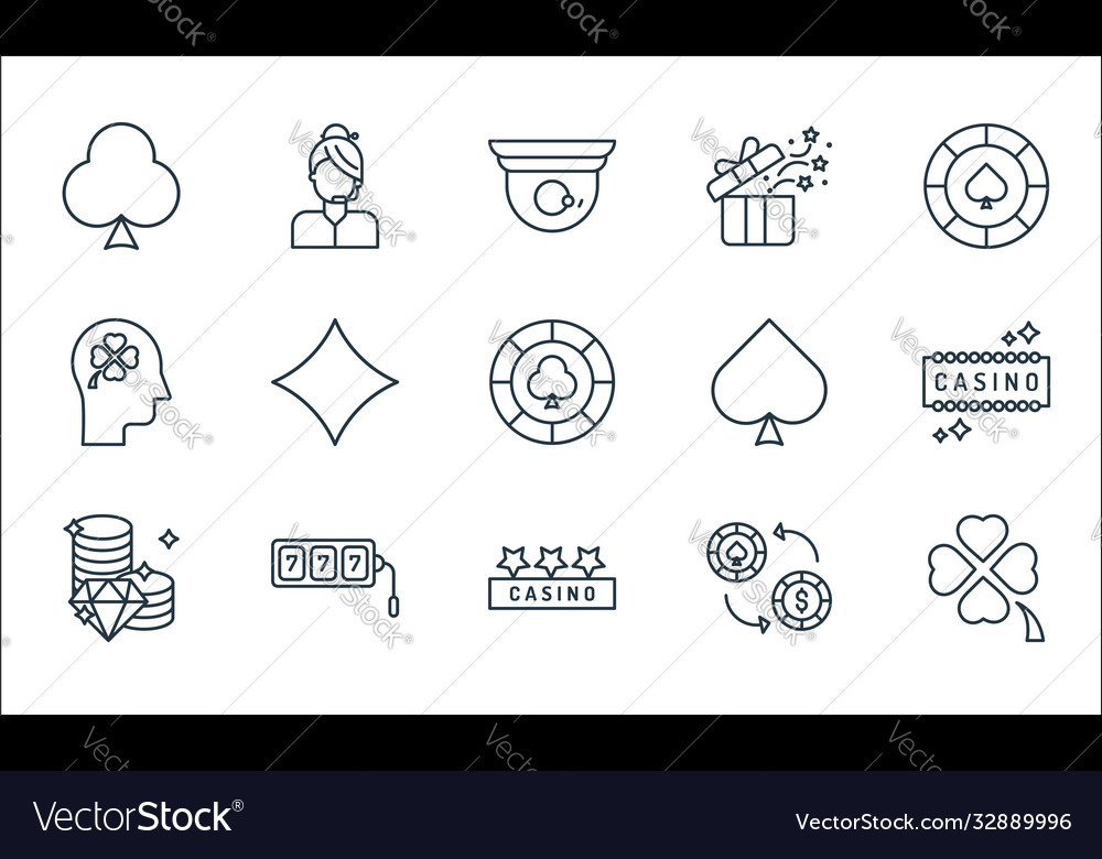 Casino line icons linear set quality