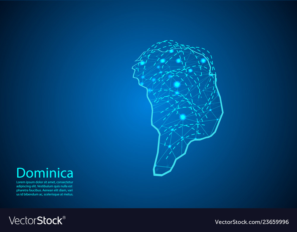 Dominica map with nodes linked by lines concept