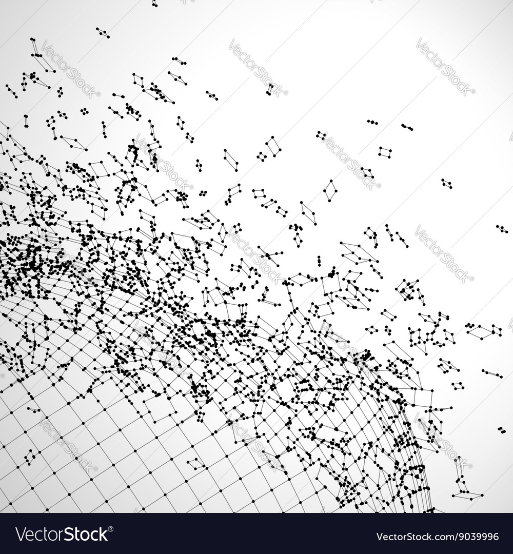 Exploded grid made of connected dots