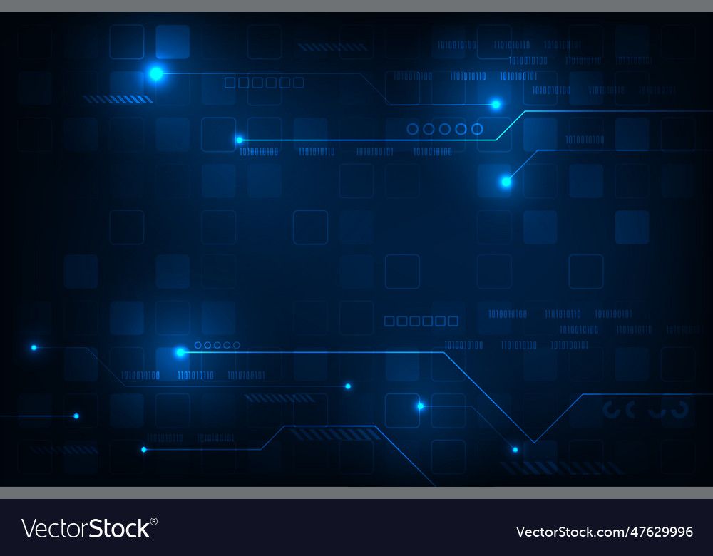 Hi tech line circuit technology with square shape vector image Hi tech line circuit technology with square shape