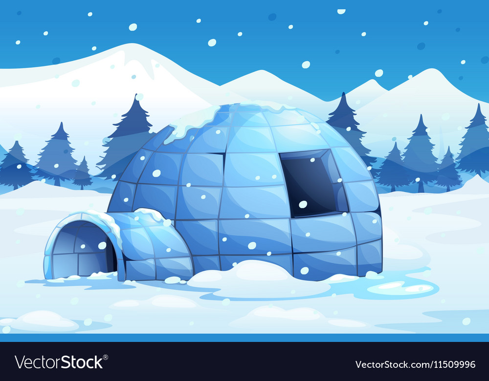 Igloo in the north pole Royalty Free Vector Image