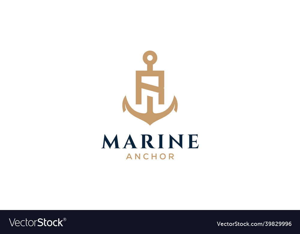 Letter r monogram anchor logotype logo of yacht