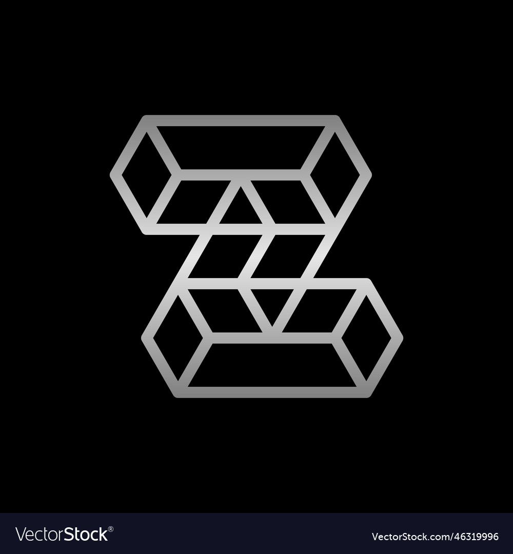 Letter z block line modern geometric logo Vector Image