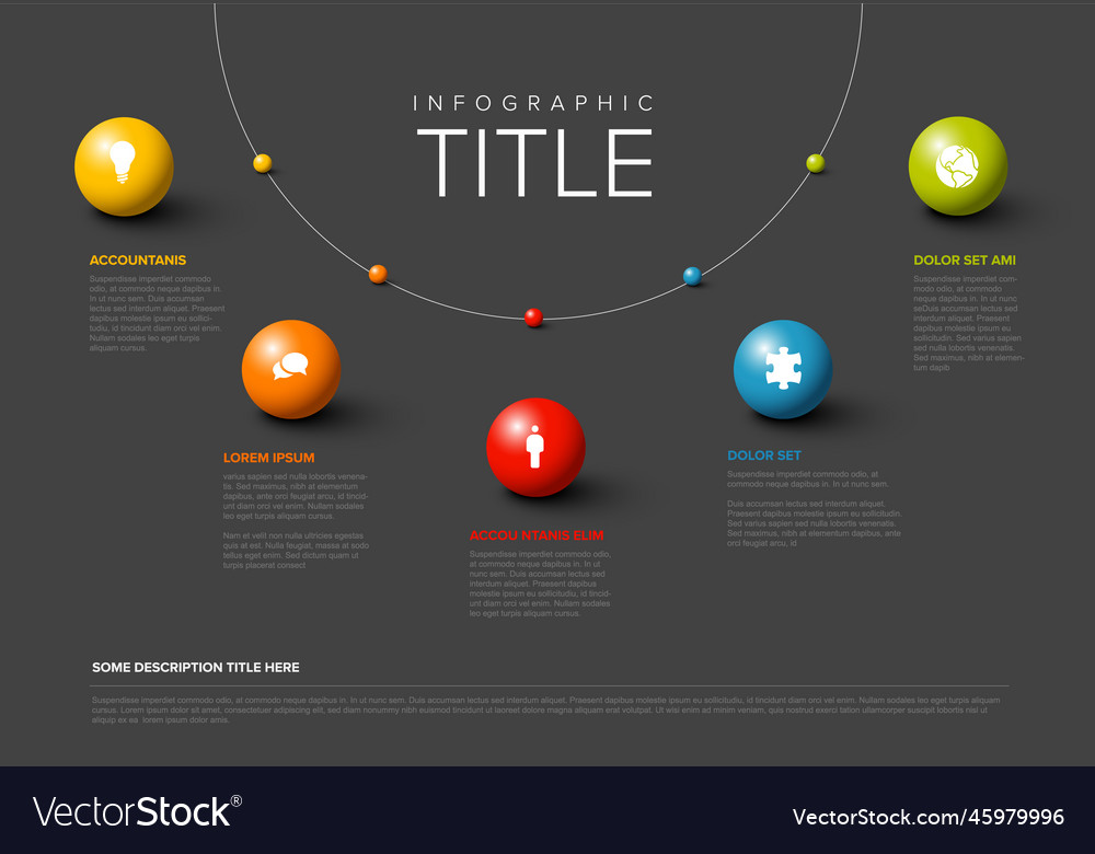 Mehrzweck dunkel Infografik Vorlage mit fünf