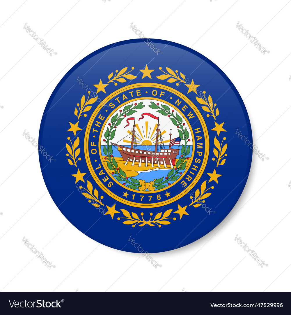 New hampshire flag circle button icon us state Vector Image