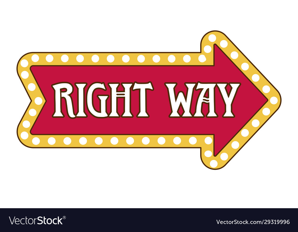Right way pointer isolated icon lamp framing Vector Image