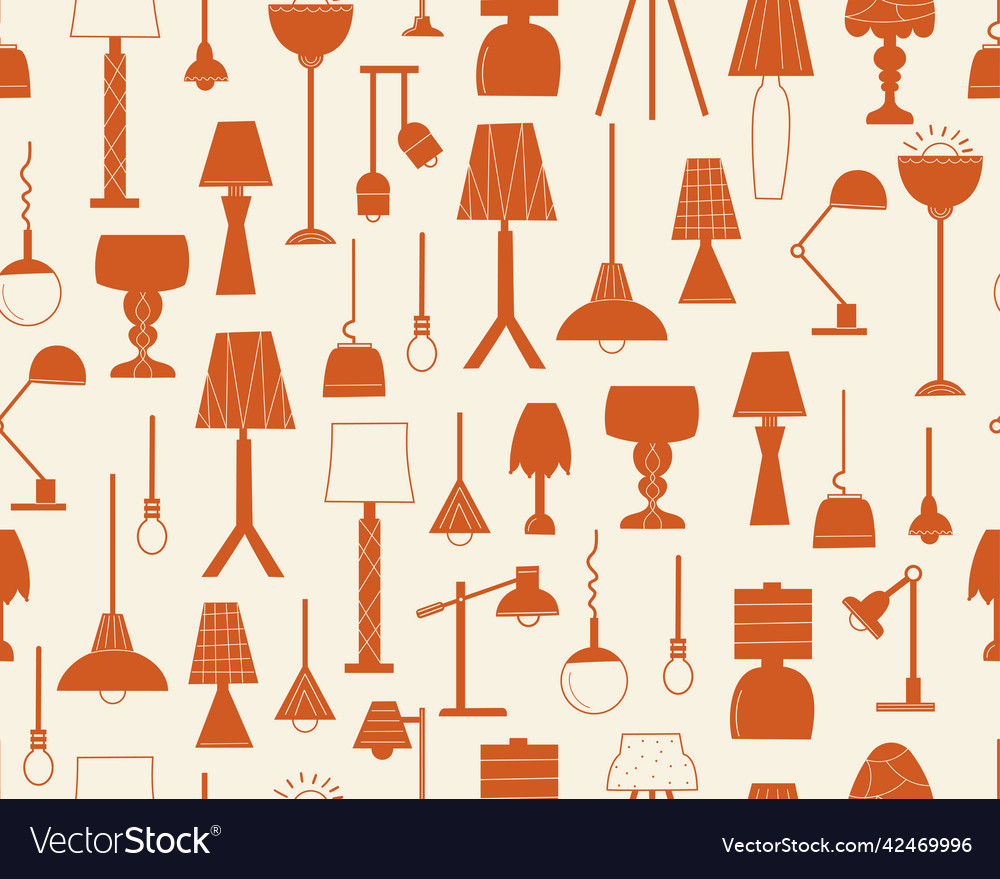 Seamless pattern with different lamps