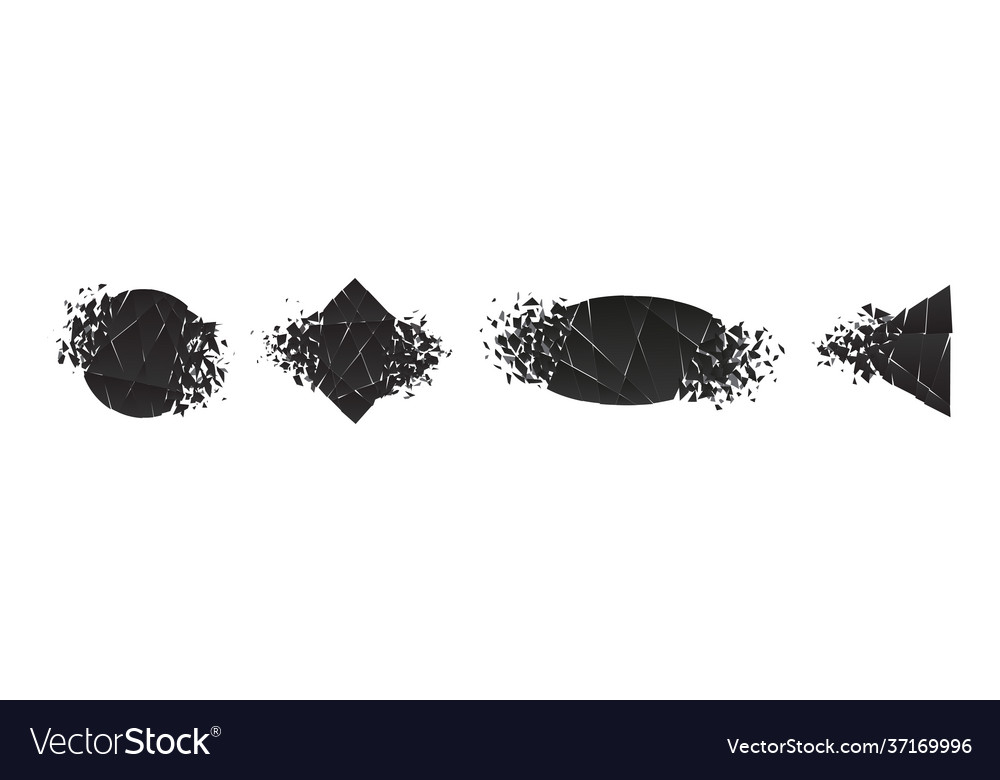Shape shattered and explodes flat style design Vector Image Shape shattered and explodes flat style design