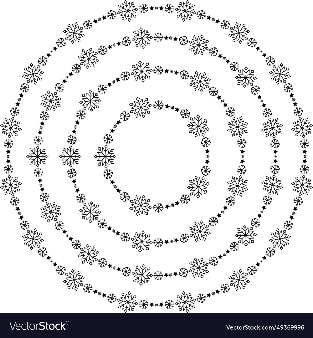 Snowflake circle frames set winter vector image Snowflake circle frames set winter