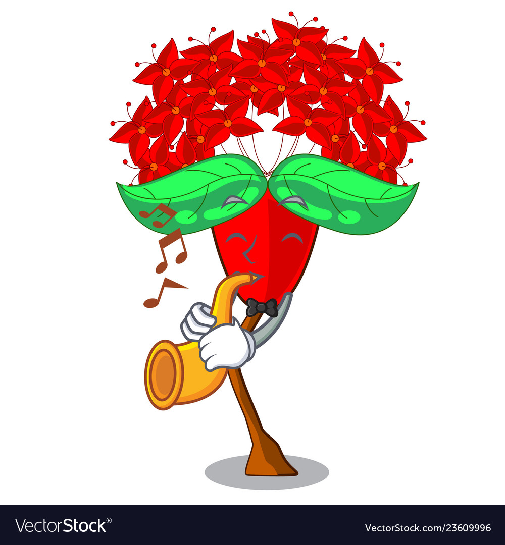 Trompete Ixora Blumen in der Cartoon Pots