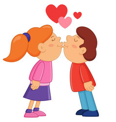 Girl kissing her boyfriend Royalty Free Vector Image