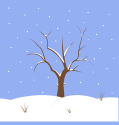 Hollow tree with snow Royalty Free Vector Image