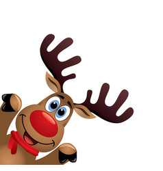 Xmas drawing of funny red nosed reindeer Vector Image