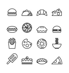 Black and white food icons Royalty Free Vector Image