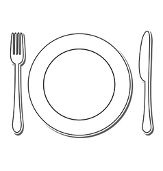 Plate knife and fork Royalty Free Vector Image