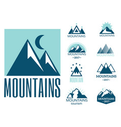 Set mountain exploration vintage emblems Vector Image