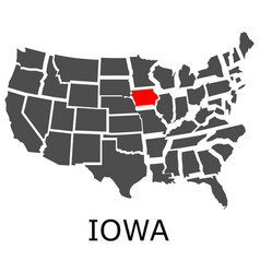 state of iowa on map of usa royalty free vector image
