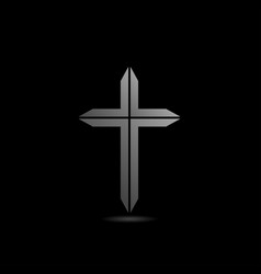 Glowing cross with hands symbol church logo Vector Image