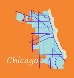 Flat map chicago city illinois roads Royalty Free Vector