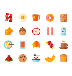 Breakfast Healthy Food Meal Icons Drinks Flat Vector Image