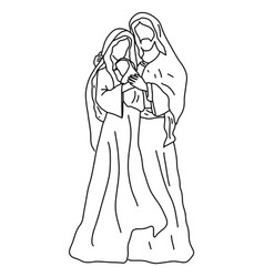 Joseph mary and baby jesus sketch Royalty Free Vector Image