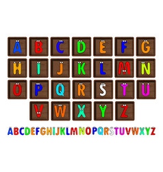 Modern wooden alphabet blocks set Royalty Free Vector Image