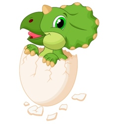 Cute baby dinosaur hatching isolated on wh Vector Image