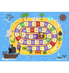 Flat style of kids pirate board game Royalty Free Vector