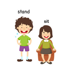 Opposite words sit and stand Royalty Free Vector Image