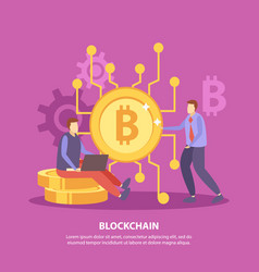 Ico blockchain flat background Royalty Free Vector Image