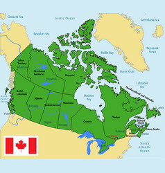 canada map with regions and their capitals vector