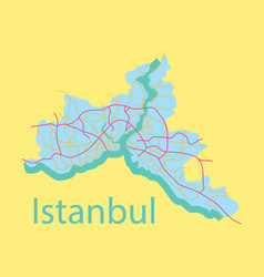 High quality map of istanbul flat with borders Vector Image