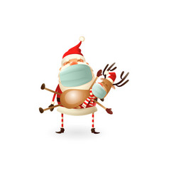 Santa Claus And Reindeer With Antivirus Masks Vector Image Santa Claus And Reindeer With Antivirus Masks Vector Image