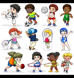 A group of people engaging in different sports Vector Image