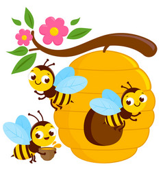 Bees around a hive Royalty Free Vector Image - VectorStock