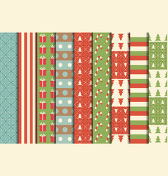 Retro style christmas seamless patterns set Vector Image