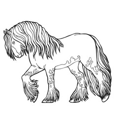 Horse runs trot coloring book Royalty Free Vector Image