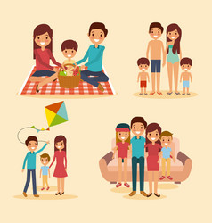 Set of family different activity Royalty Free Vector Image