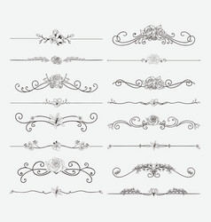Black floral dividers with flowers and Royalty Free Vector