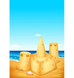 Summer theme with sandcastle on beach Royalty Free Vector