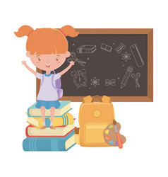 Girl kid and bus school design Royalty Free Vector Image