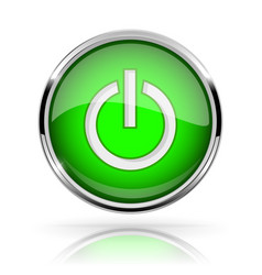 Red round media button power button shiny icon Vector Image