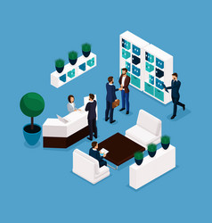 Isometric office room rear view Royalty Free Vector Image