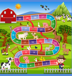 Board game with a farm background Royalty Free Vector Image