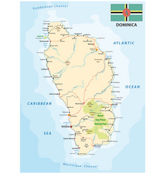 Map of dominica with flag Royalty Free Vector Image