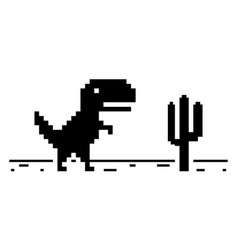 Pixel art dinosaur icon isolated on white Vector Image